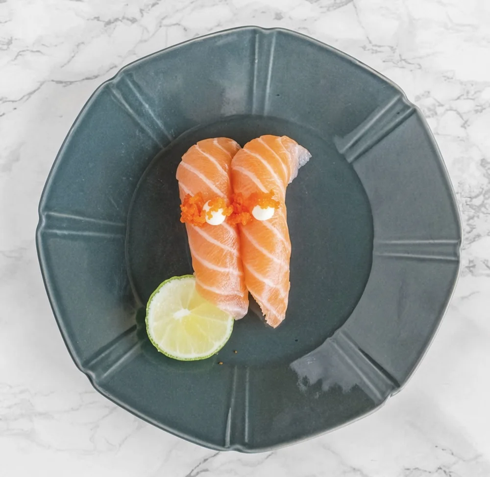 Salmon nigiri at Eating Sushi, Winnipeg